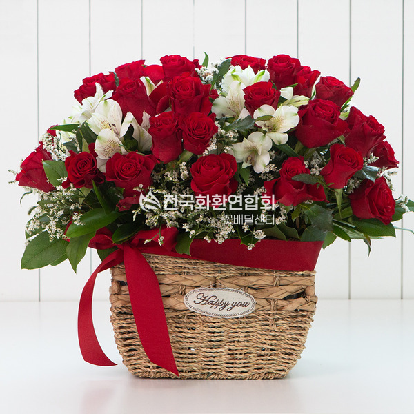 빨강 장미 꽃바구니