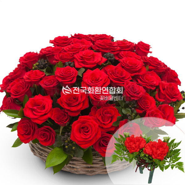 빨강장미둥근바구니