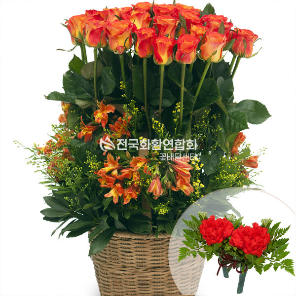 주황색장미바구니