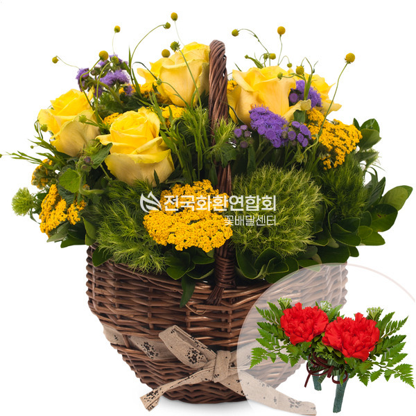 노랑장미혼합바구니3